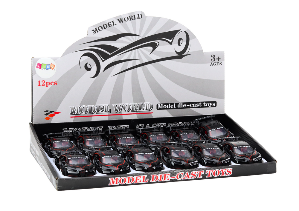 Lean Toys Juodas metalinis sportinis automobilis 1:32