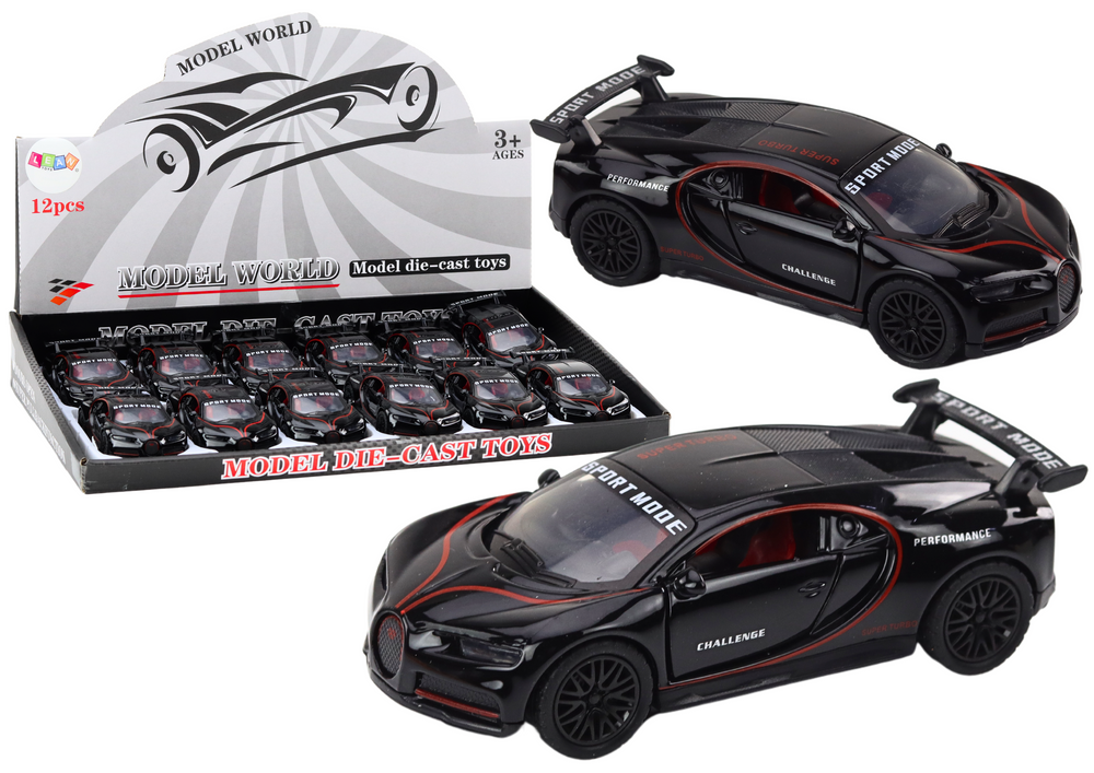 Lean Toys Juodas metalinis sportinis automobilis 1:32