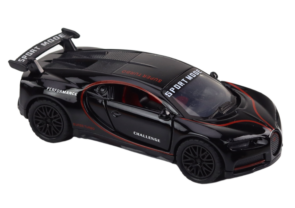 Lean Toys Juodas metalinis sportinis automobilis 1:32