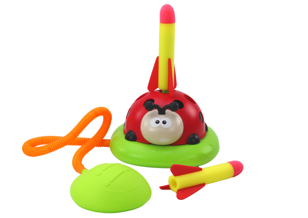 Lean Toys Žaislas boružėlė 3in1 su šokdyne, Taikiniu ir Raketų Paleidimo Funkcija