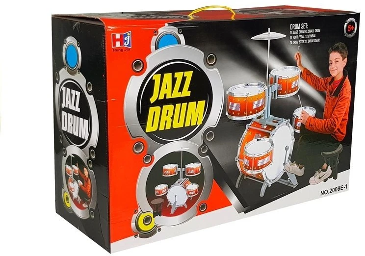 Lean Toys Didelis mušamasis 5 būgnų cimbolinis vaikiškas instrumentas