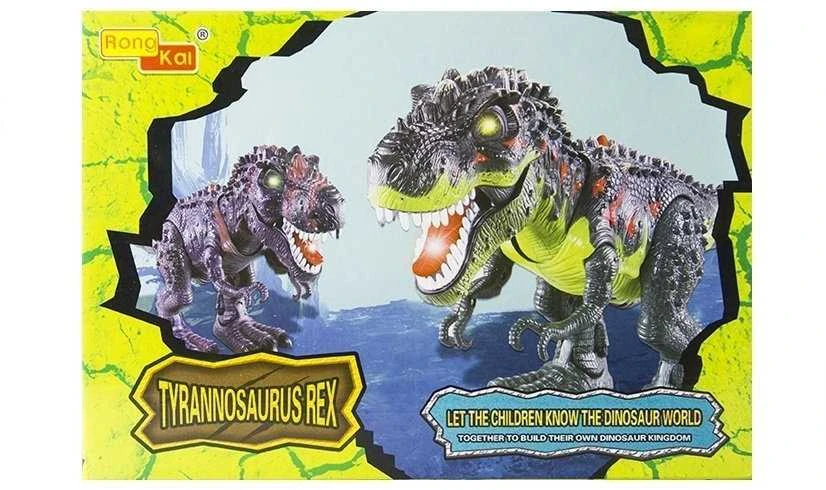 Lean Toys Baterijomis maitinamas Tyrannosaurus Rex vaikščiojantis dinozauras rudas