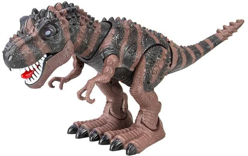 Lean Toys Baterijomis maitinamas Tyrannosaurus Rex vaikščiojantis dinozauras rudas