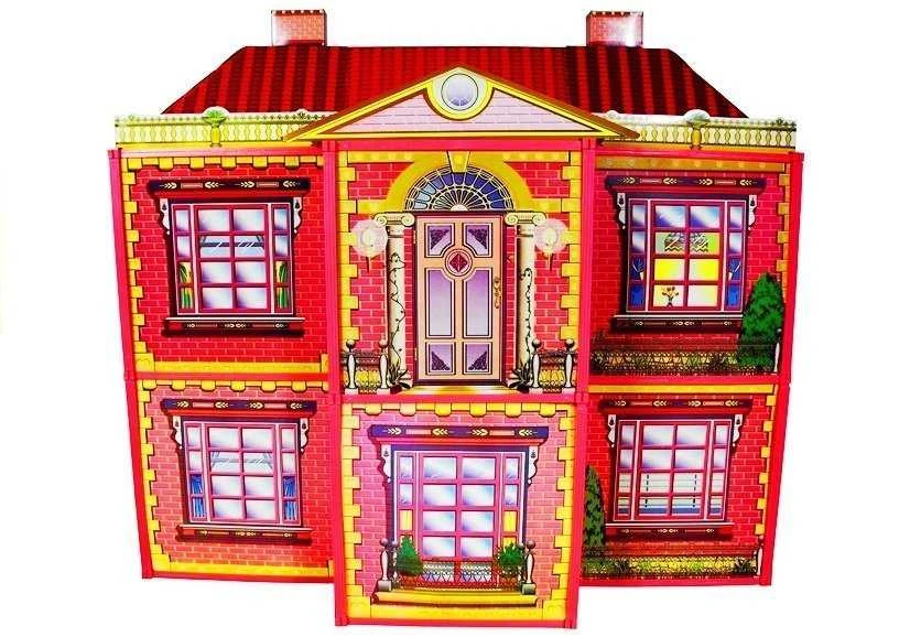 Lean Toys Willa Duży Domek Dla Lalek 6 Pokoi Meble Priedai 128 el.