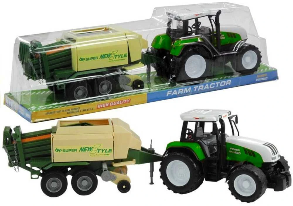 Lean Toys Didelis traktorius su priekaba Žemės ūkio mašina 65 cm