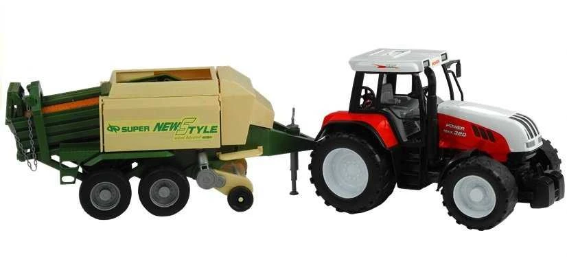 Lean Toys Didelis traktorius su priekaba Žemės ūkio mašina 65 cm