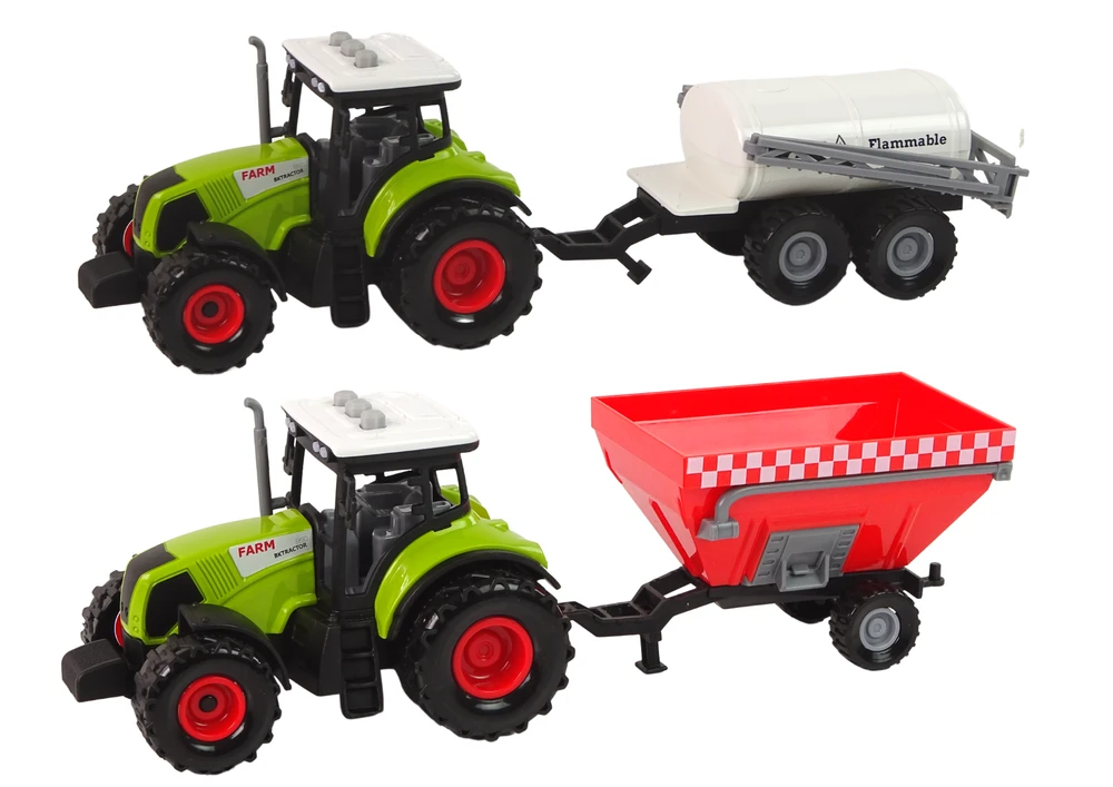 Lean Toys Ūkininko traktorių rinkinys su 2 priekabomis