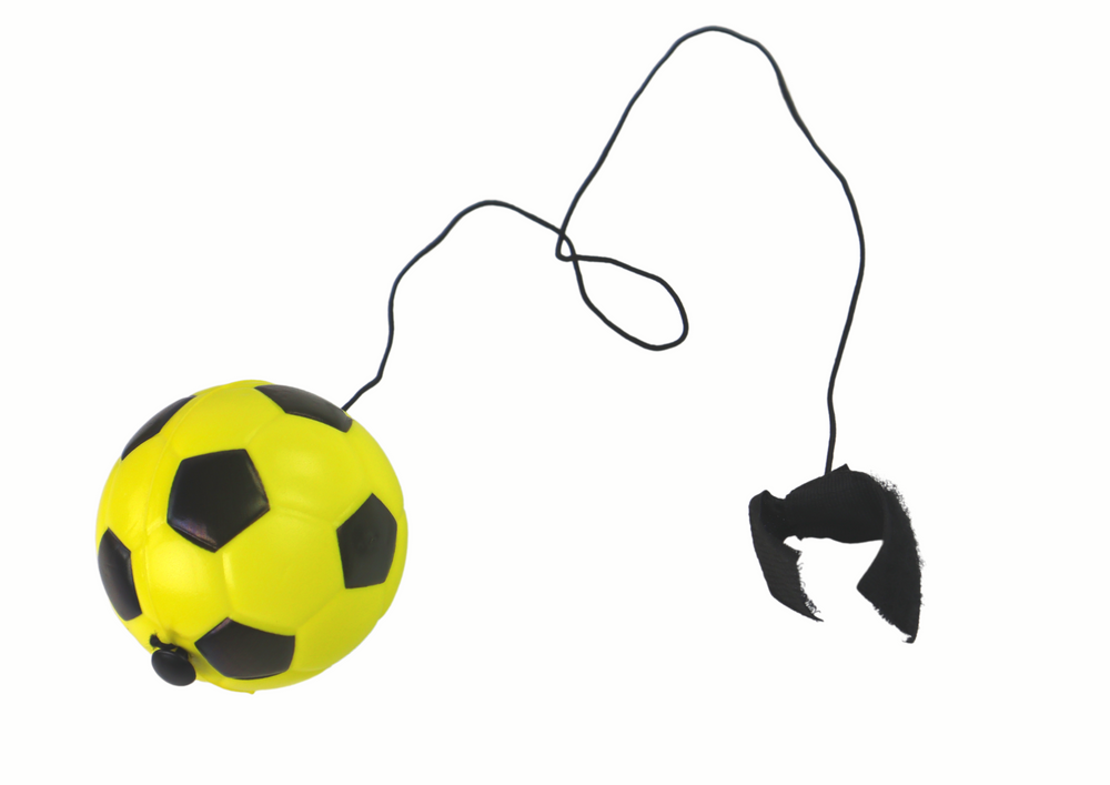 Lean Toys Geltonas PU futbolo kamuolys su tampria juosta, 6 cm