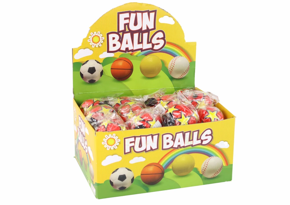Lean Toys Raudonas PU kamuolys su elastine juosta, 6 cm, žvaigždės