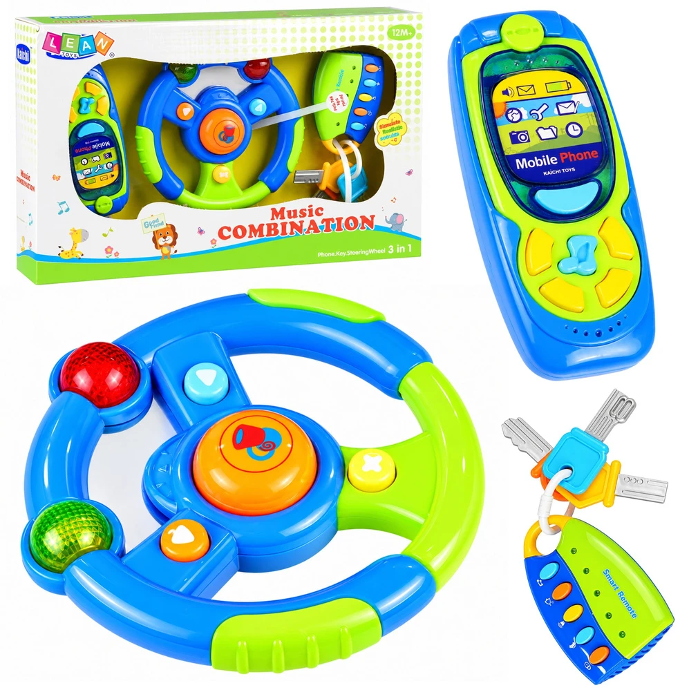 Lean Toys Edukacinis rinkinys Vairuotojas Raktai Pultas Telefonas Vaikams Šviesos Garsai