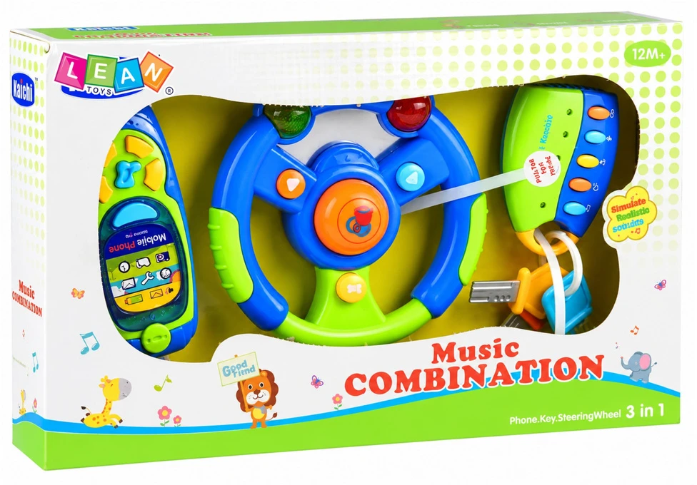 Lean Toys Edukacinis rinkinys Vairuotojas Raktai Pultas Telefonas Vaikams Šviesos Garsai