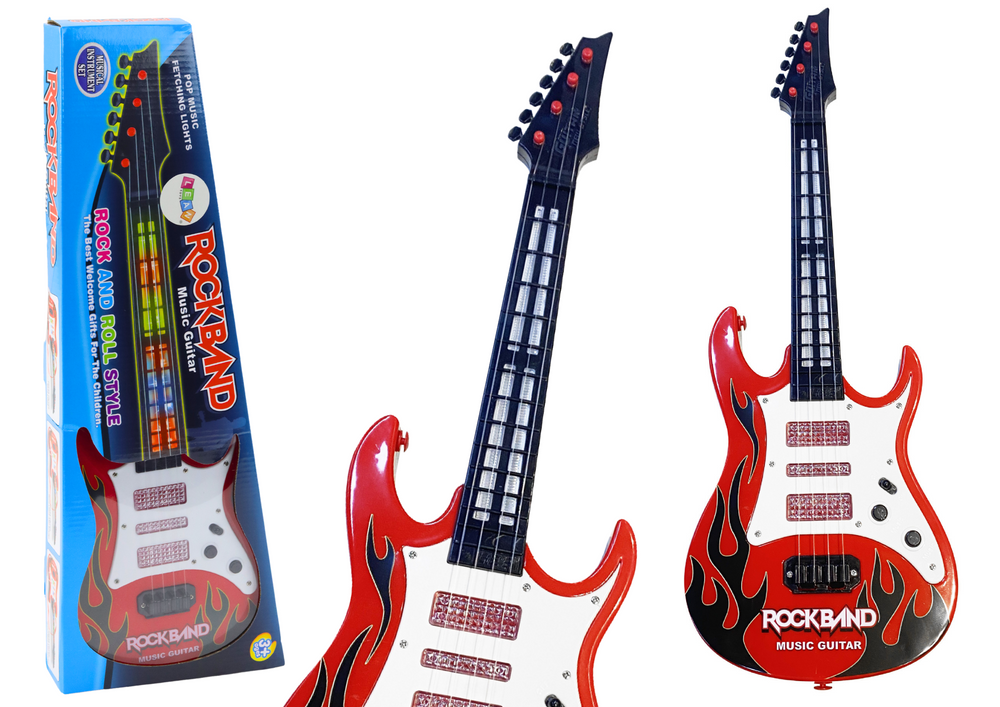 Lean Cars Vaikiška Elektrinė Gitara su Šviesomis ir Melodijomis, Raudona