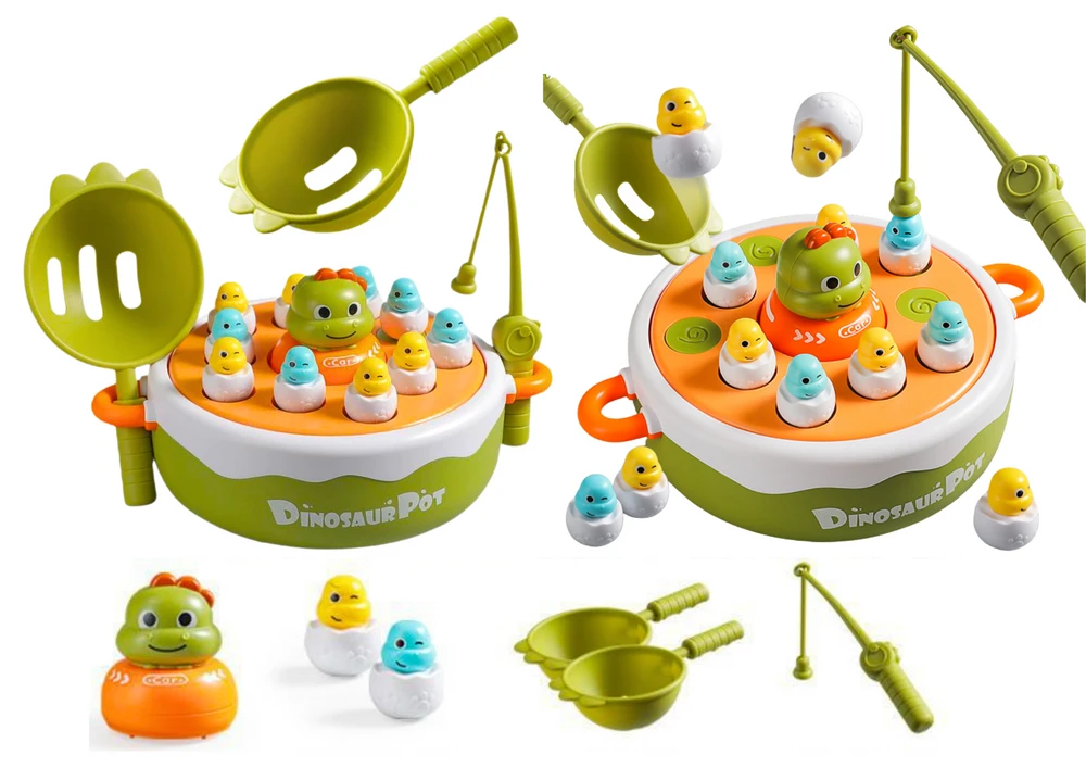 Lean Toys Medinė Dinozaurų Žvejybos Žaidimų Rinkinys Vaikams