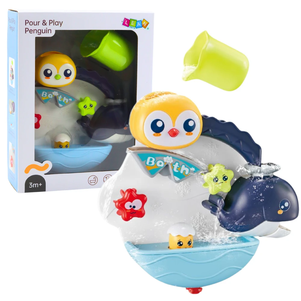 Lean Toys Interaktyvus vonios žaislas pingvinas su vandens efektais