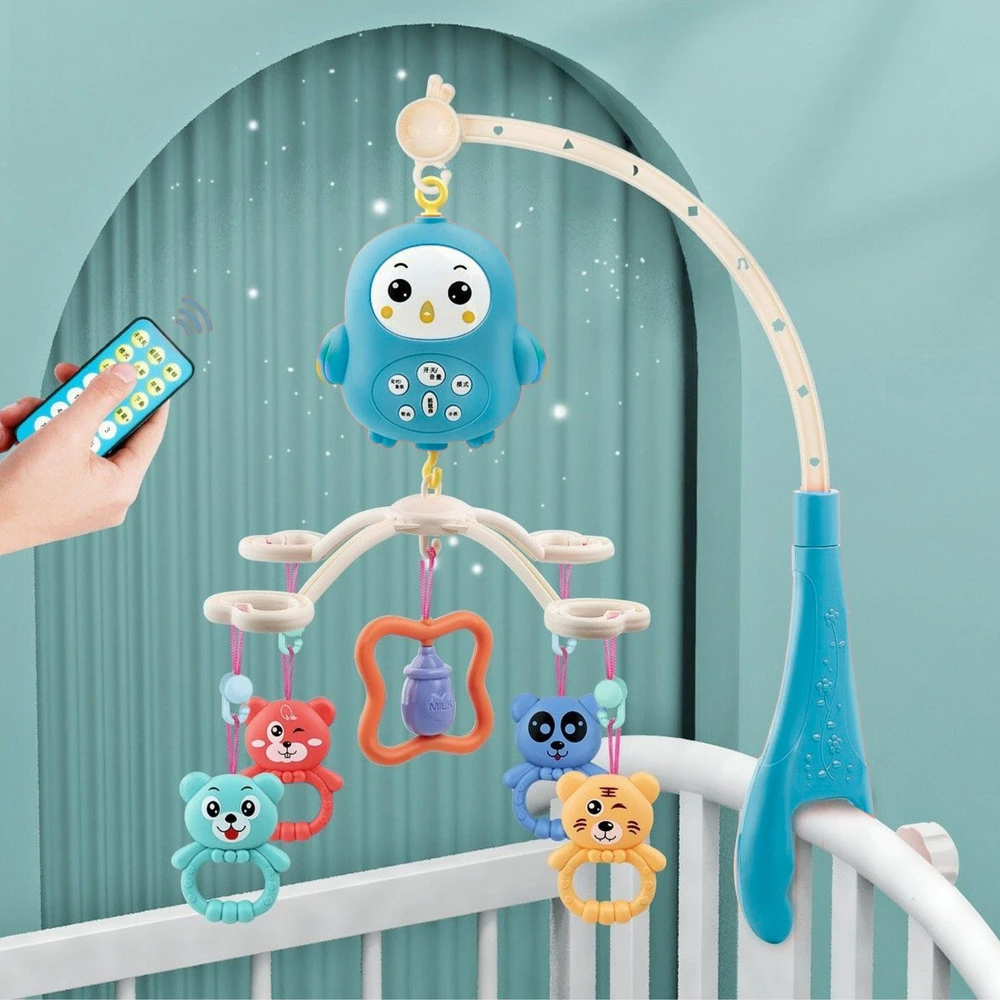 Lean Toys Muzikinė karuselė su lempa ir barškučiais kūdikiams