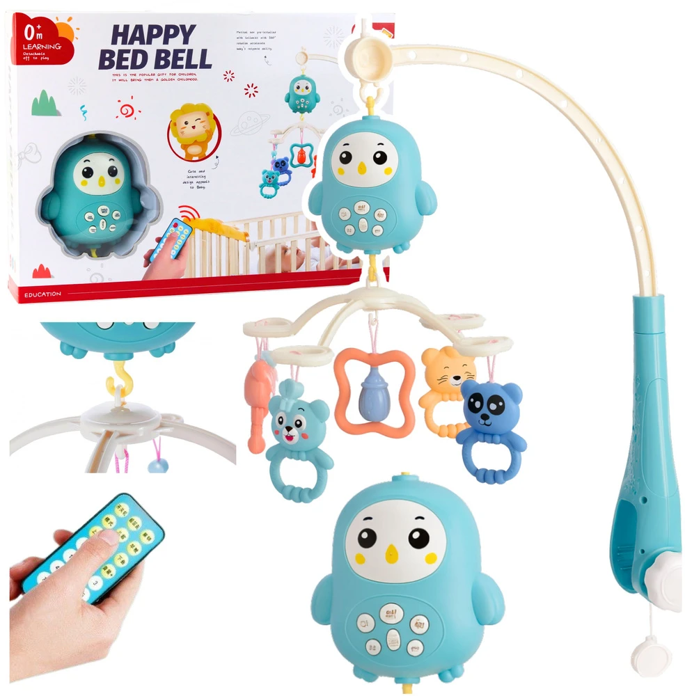 Lean Toys Muzikinė karuselė su lempa ir barškučiais kūdikiams