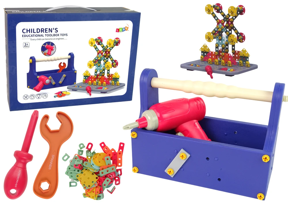 Lean Toys Vaikiškas įrankių rinkinys su bateriniu atsuktuvu