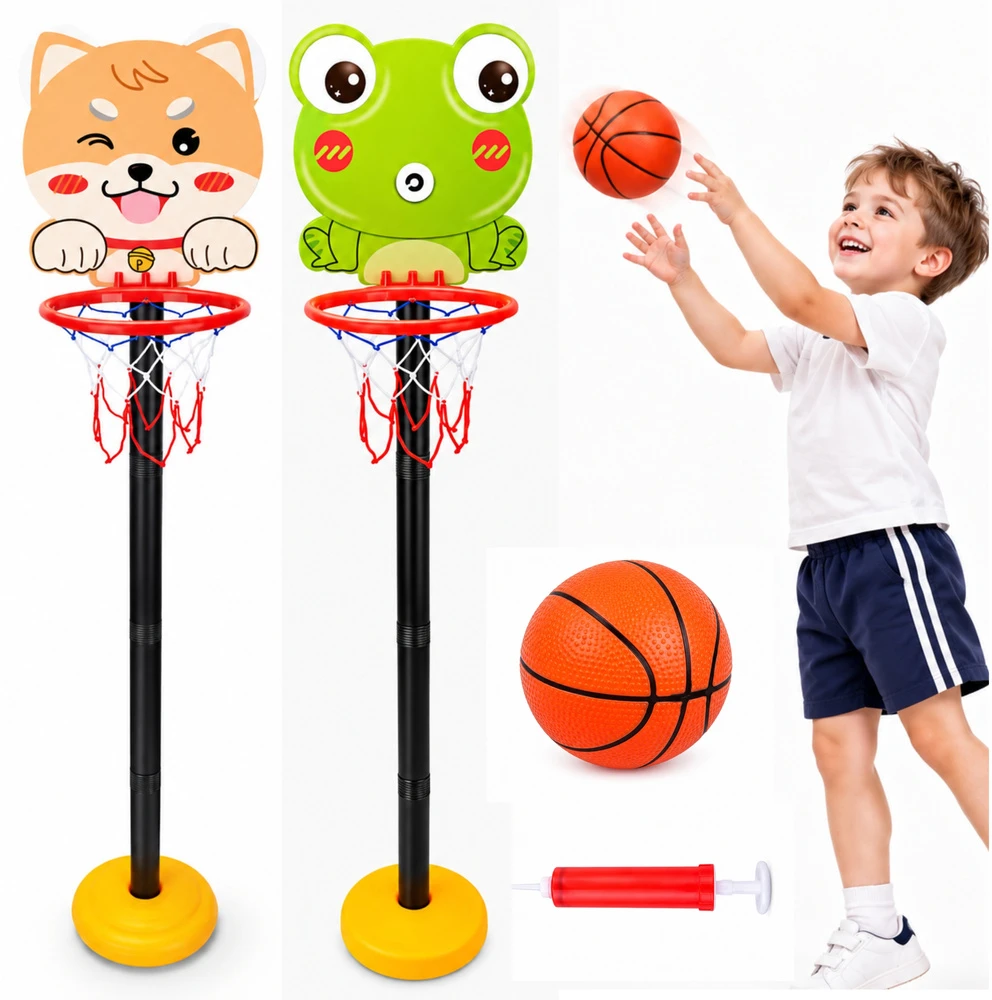 Lean Toys Reguliuojamas krepšinio rinkinys vaikams su varle, 110 cm