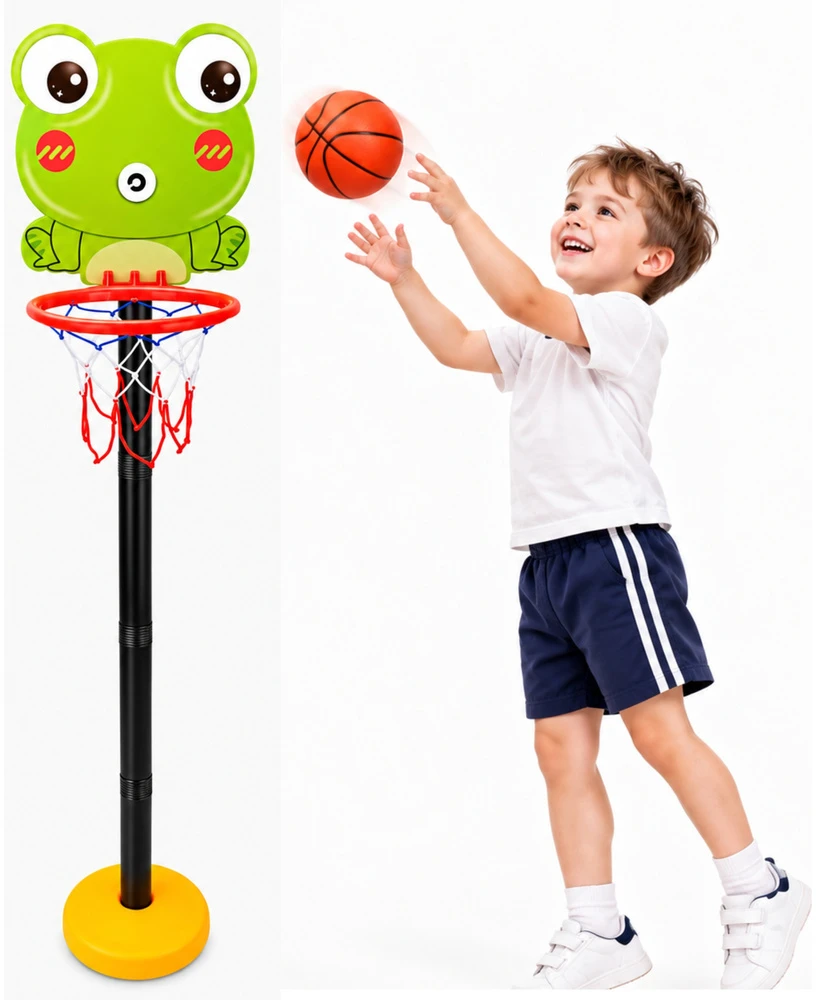Lean Toys Reguliuojamas krepšinio rinkinys vaikams su varle, 110 cm
