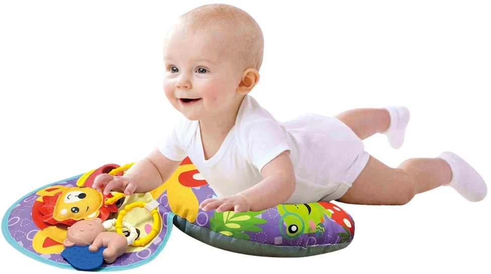 Lean Toys Vaikiška atraminė pagalvė su lapės raštu ir pakabukais, 48x34 cm