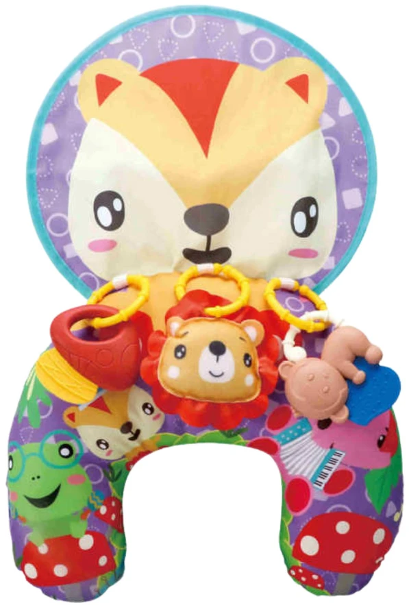 Lean Toys Vaikiška atraminė pagalvė su lapės raštu ir pakabukais, 48x34 cm