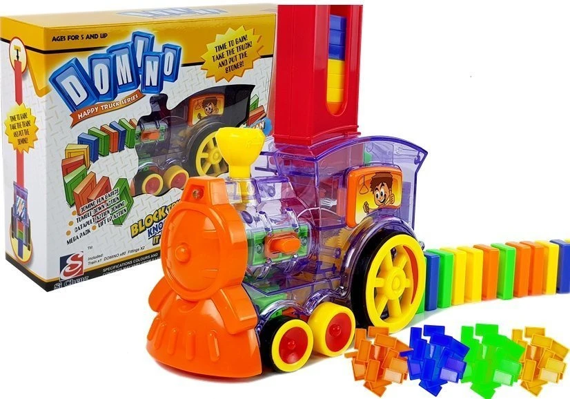 Lean Toys Dėlionė su LED Lokomotyvu ir Domino Kaladėlėmis