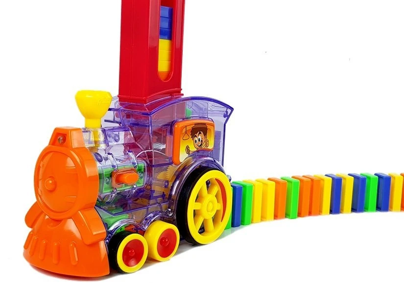 Lean Toys Dėlionė su LED Lokomotyvu ir Domino Kaladėlėmis