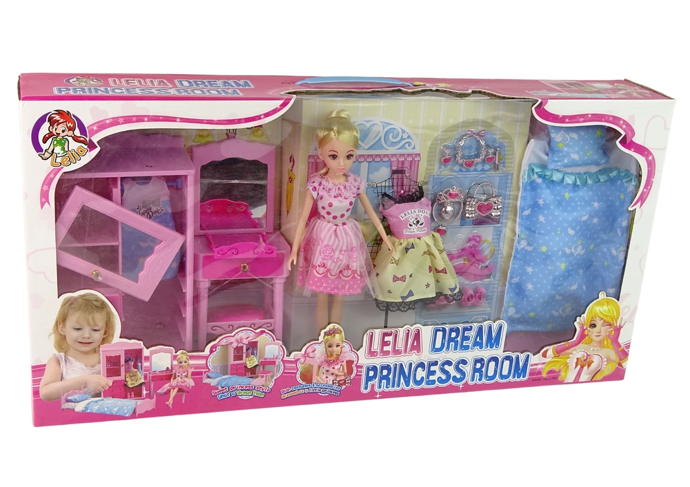 Lean Toys Lėlių baldų komplektas lova su spinta