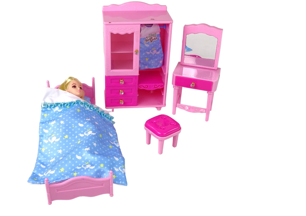 Lean Toys Lėlių baldų komplektas lova su spinta