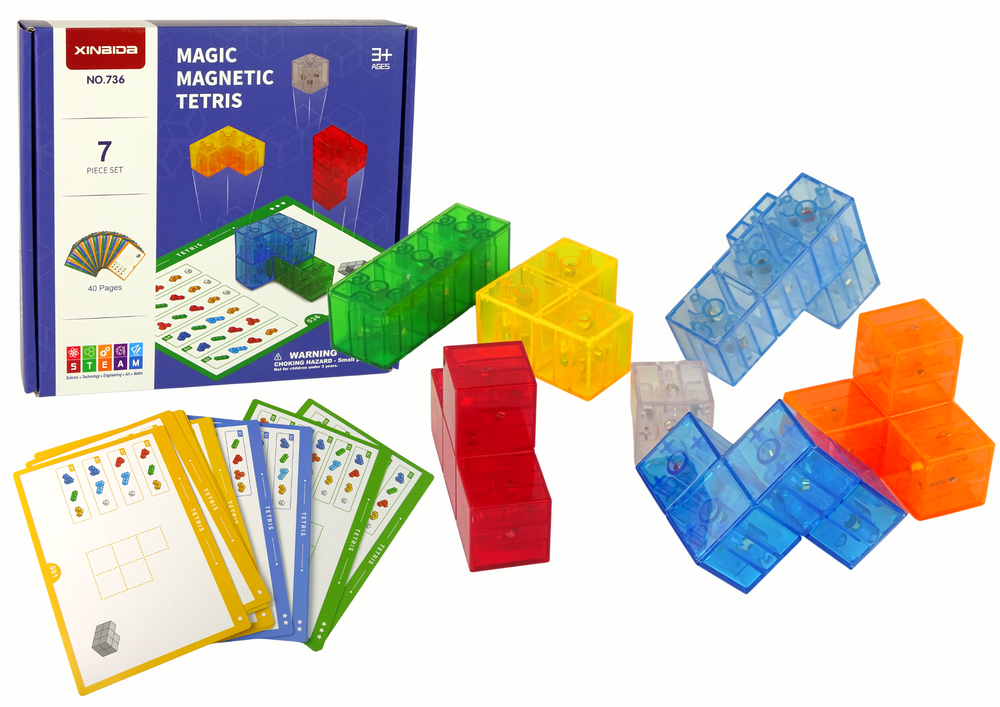 Vaikiškas magnetinių kaladėlių rinkinys kubas Lean toys, 7 vnt.