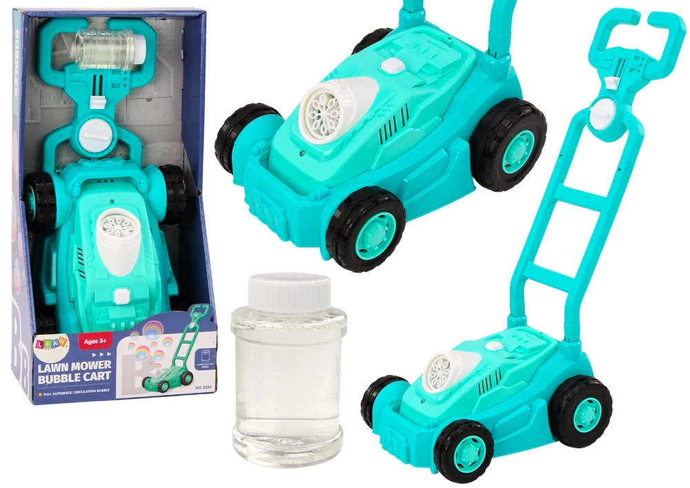 Lean Toys Žalias muilo burbulų pūtimo žoliapjovės žaislas vaikams