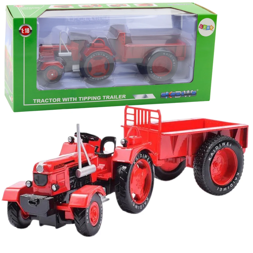 Lean Toys Metalinis raudonas traktorius 1:18 masteliu