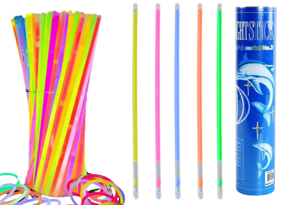 Lean Toys Šviečiančios juostos, 100 vnt., įvairių spalvų, 26 cm