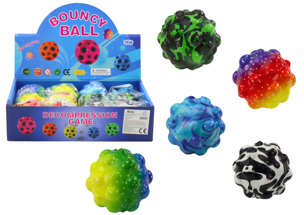 Lean Toys Spalvotas sensorinis žaislinis kamuoliukas 6,5 cm