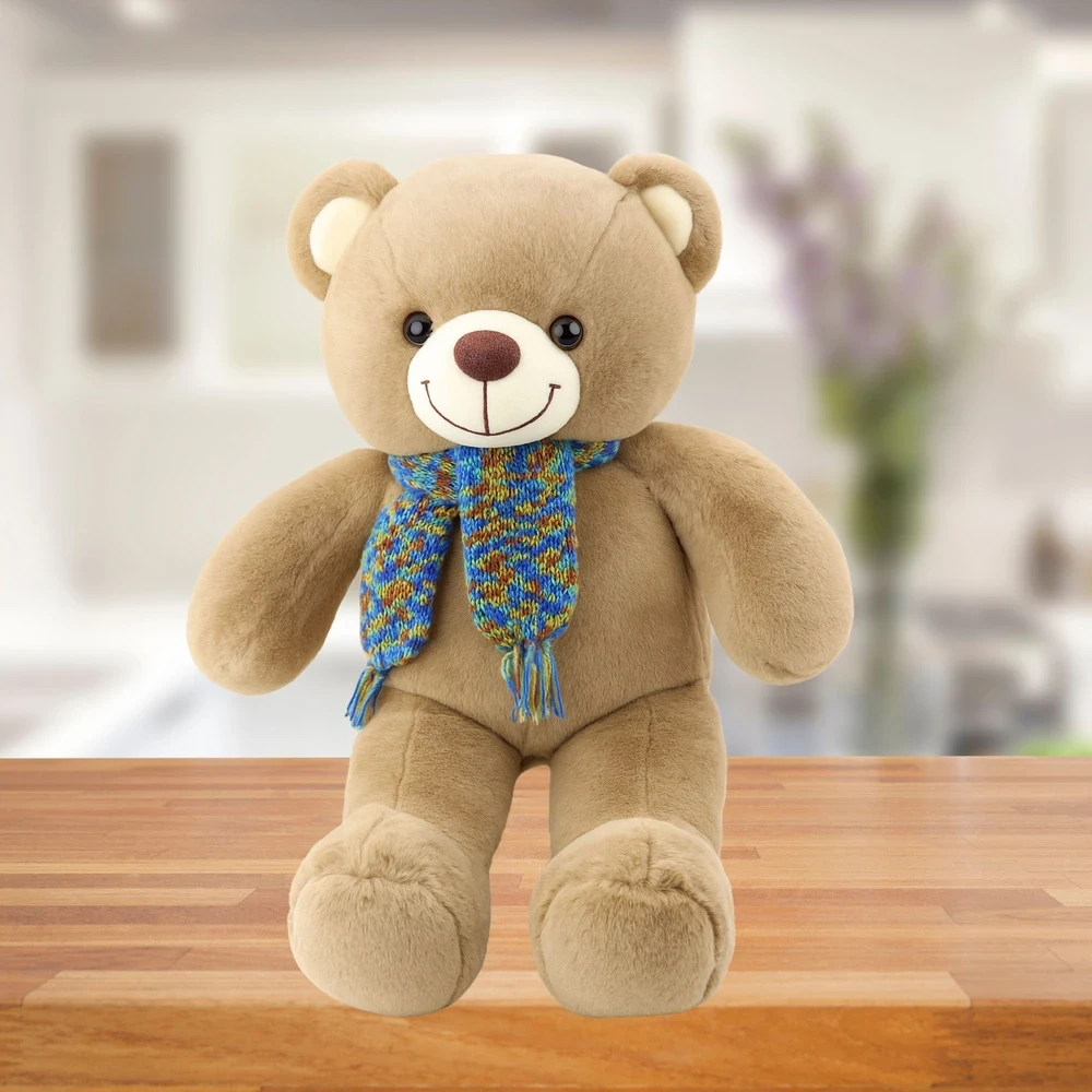 Lean Toys Pliušinis žaislas - meškinas su spalvingu šaliku, 55 cm