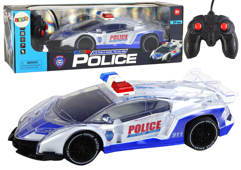 Policyjne Radijo bangomis valdomas policijos automobilis Lean Toys, 1:16