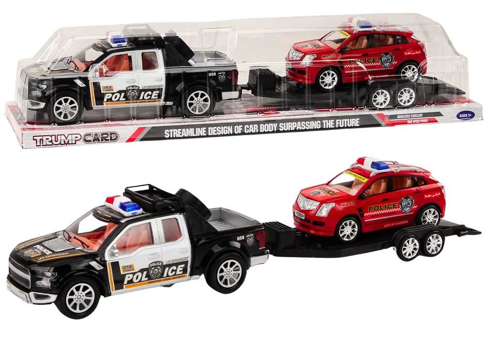 Lean Toys Policijos pikapas su puspriekabe