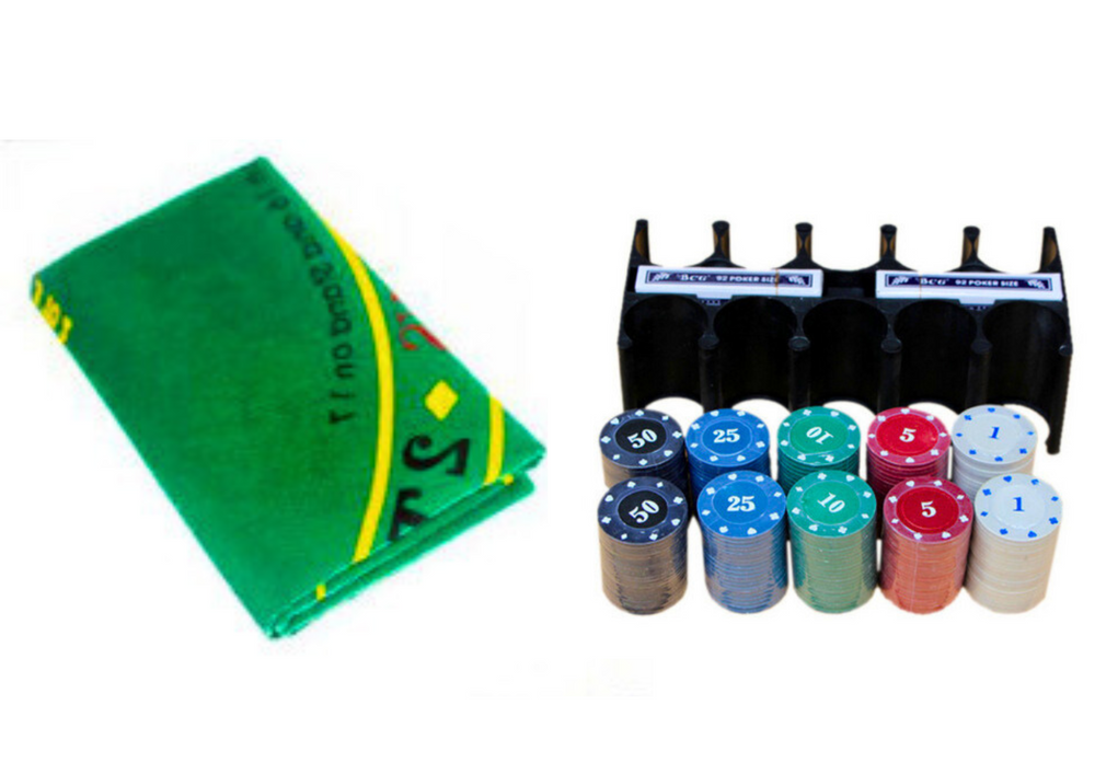 Zestaw Pokerio rinkinys su dviem kortų kaladėmis ir žetonais
