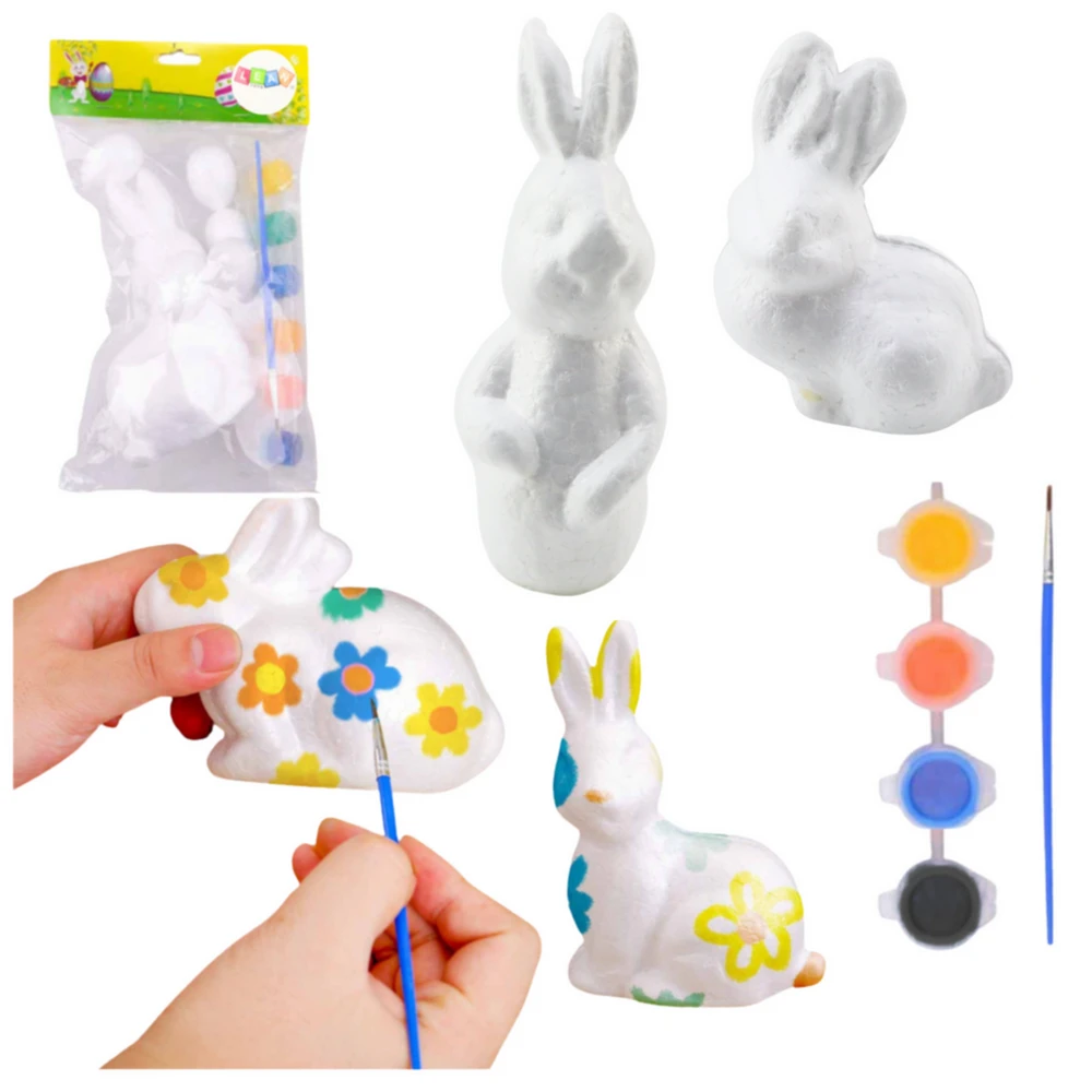 Lean Toys Rinkinys Putplasčio dekoracijų rinkinys, 4 zuikučiai, teptukas