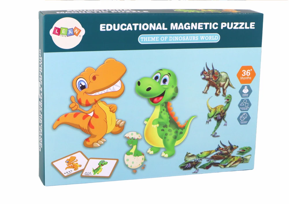 Edukacinių magnetinių kortelių su dinozaurais rinkinys Lean Toys
