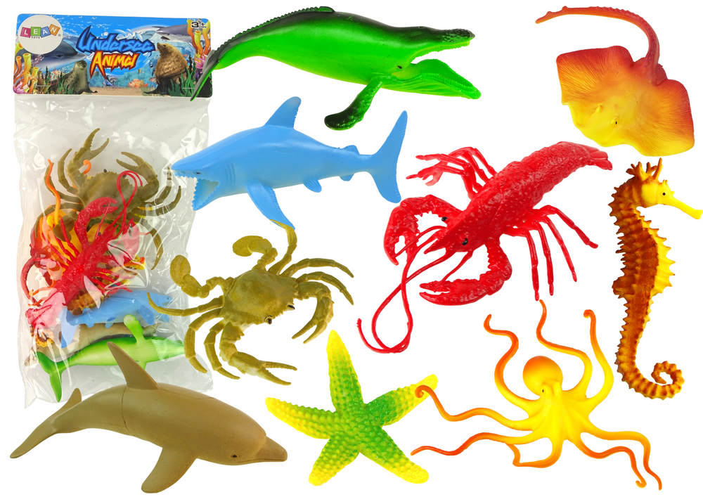 Vandenyno jūrų gyvūnų figūrėlių rinkinys Lean Toys, 9 vnt.