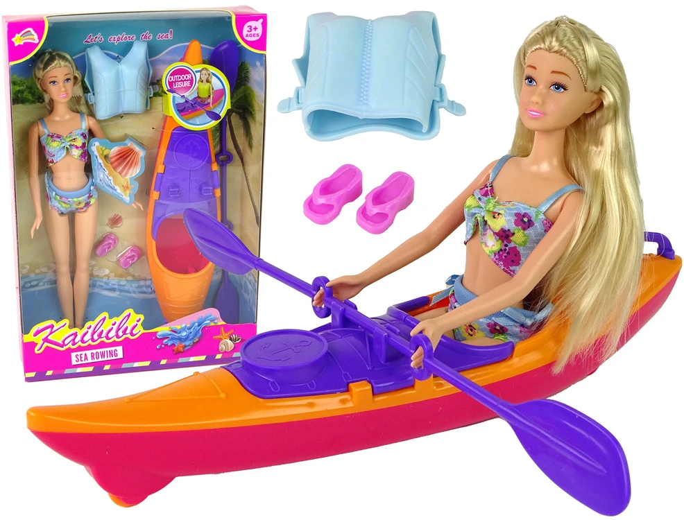 Lean Toys Lėlės rinkinys su baidare ir aksesuarais