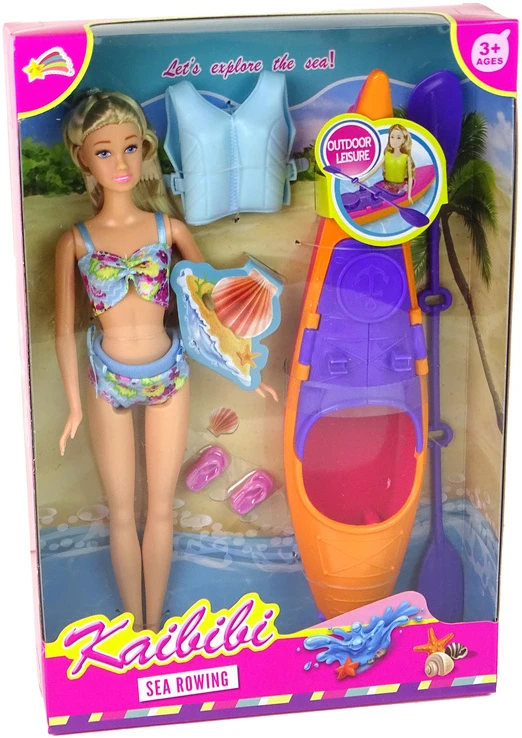 Lean Toys Lėlės rinkinys su baidare ir aksesuarais