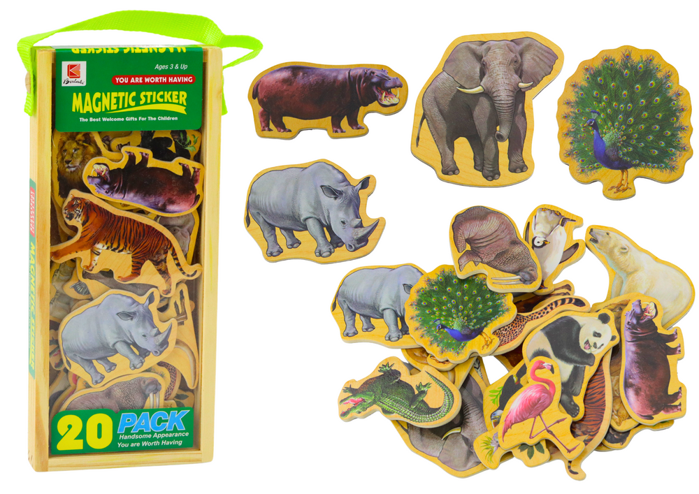 Lean Toys Mediniai Magnetai su Laukiniais Gyvūnais, 20 vnt.