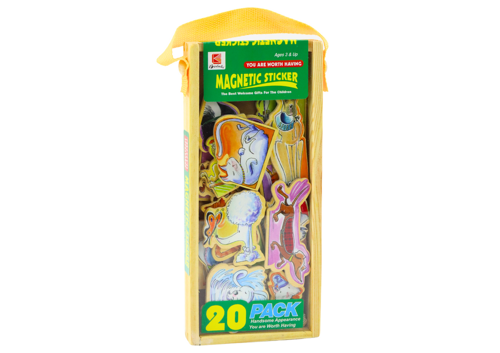 Lean Toys Medinių Magnetų Rinkinys su Spalvingais Gyvūnais, 20 vnt.