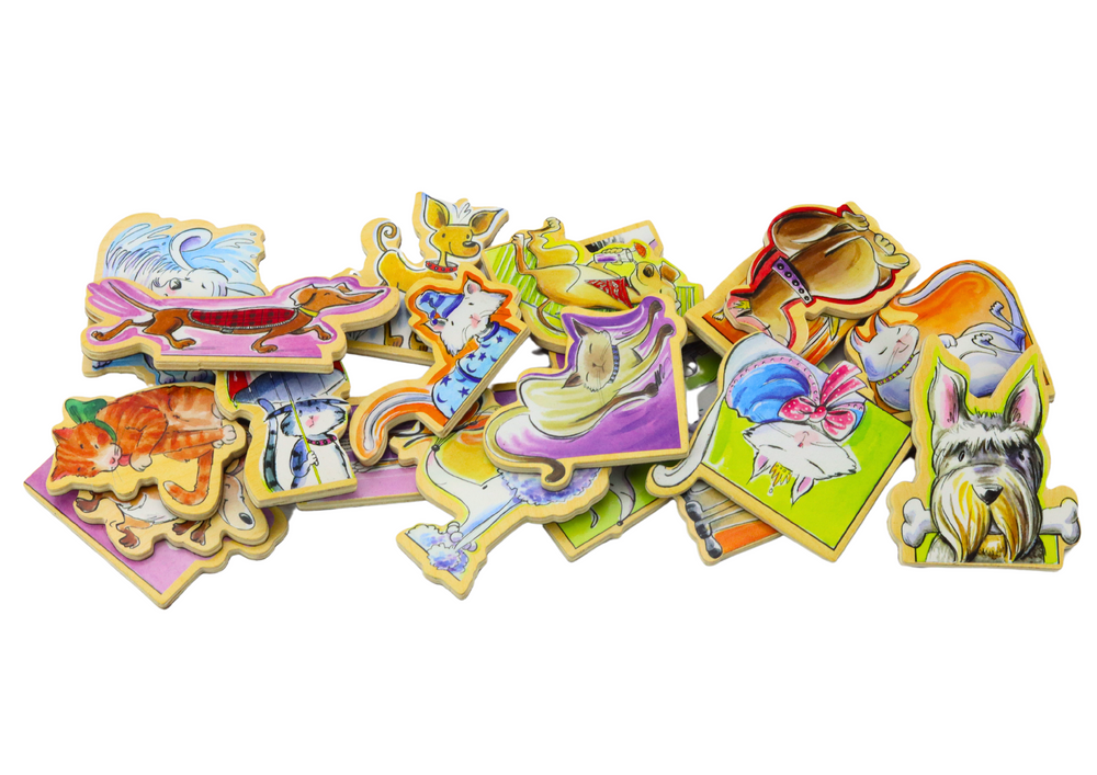 Lean Toys Medinių Magnetų Rinkinys su Spalvingais Gyvūnais, 20 vnt.