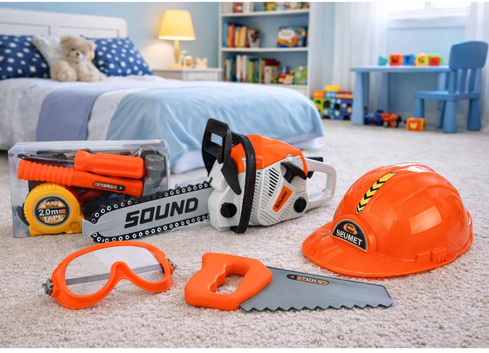 Lean Toys Vaikiškas įrankių rinkinys oranžinis, baltas, juodas