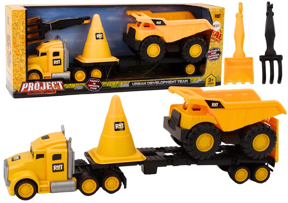 Lean Toys Vaikiškas Statybinių Mašinų Rinkinys su Savivarčiu ir Vilkiku