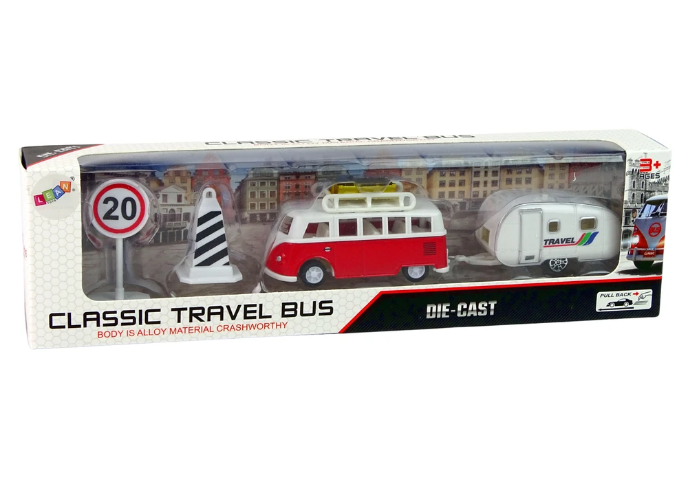 Lean Toys Transporto priemonių rinkinys LeanToys Autobusas su kempingo priekaba