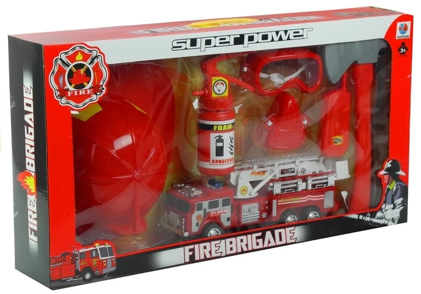 Lean Toys Ugniagesių rinkinys ugniagesių šalmo gesintuvas